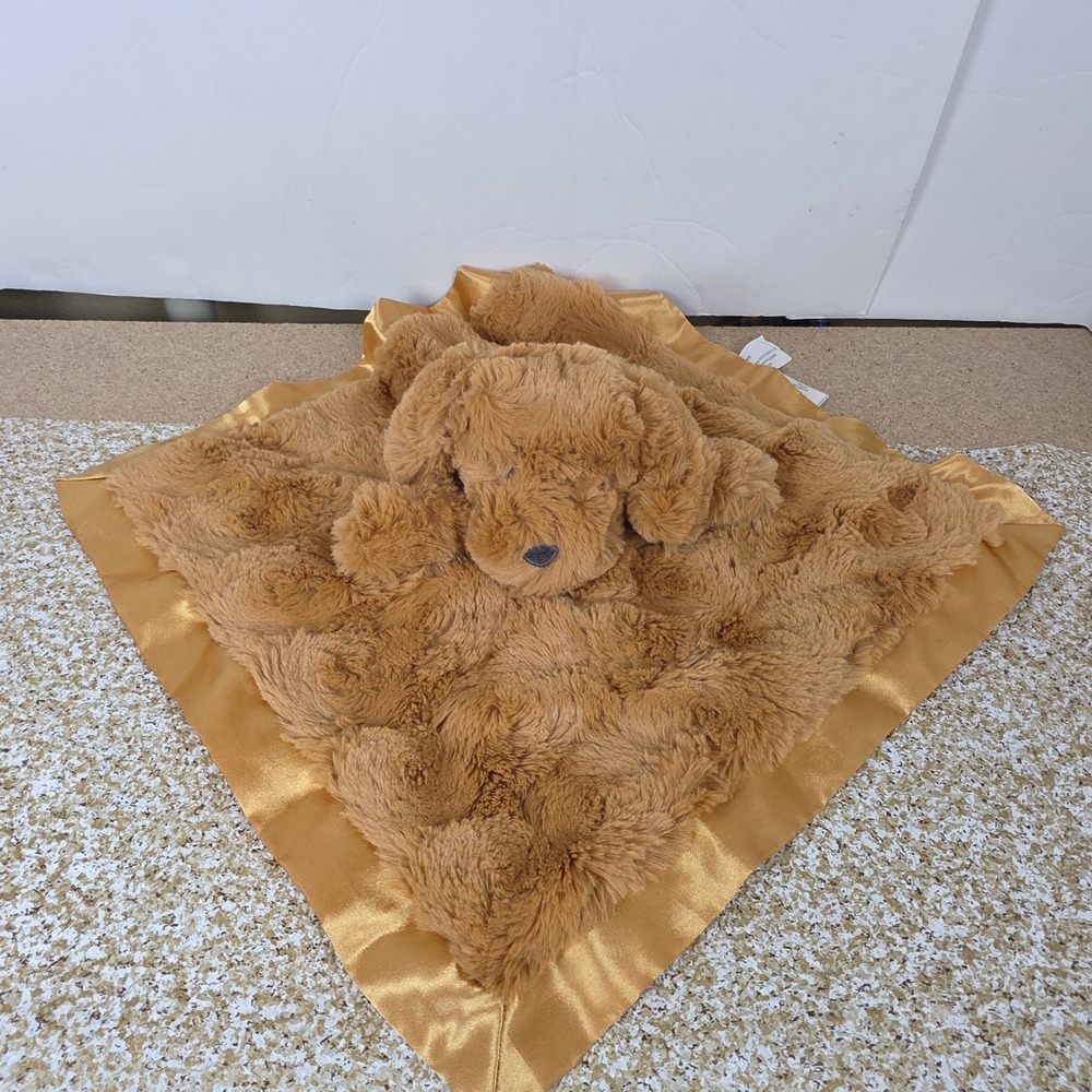 Cloud Island golden tan Puppy‎ Dog Plush swirls Security Blanket lovey Satin